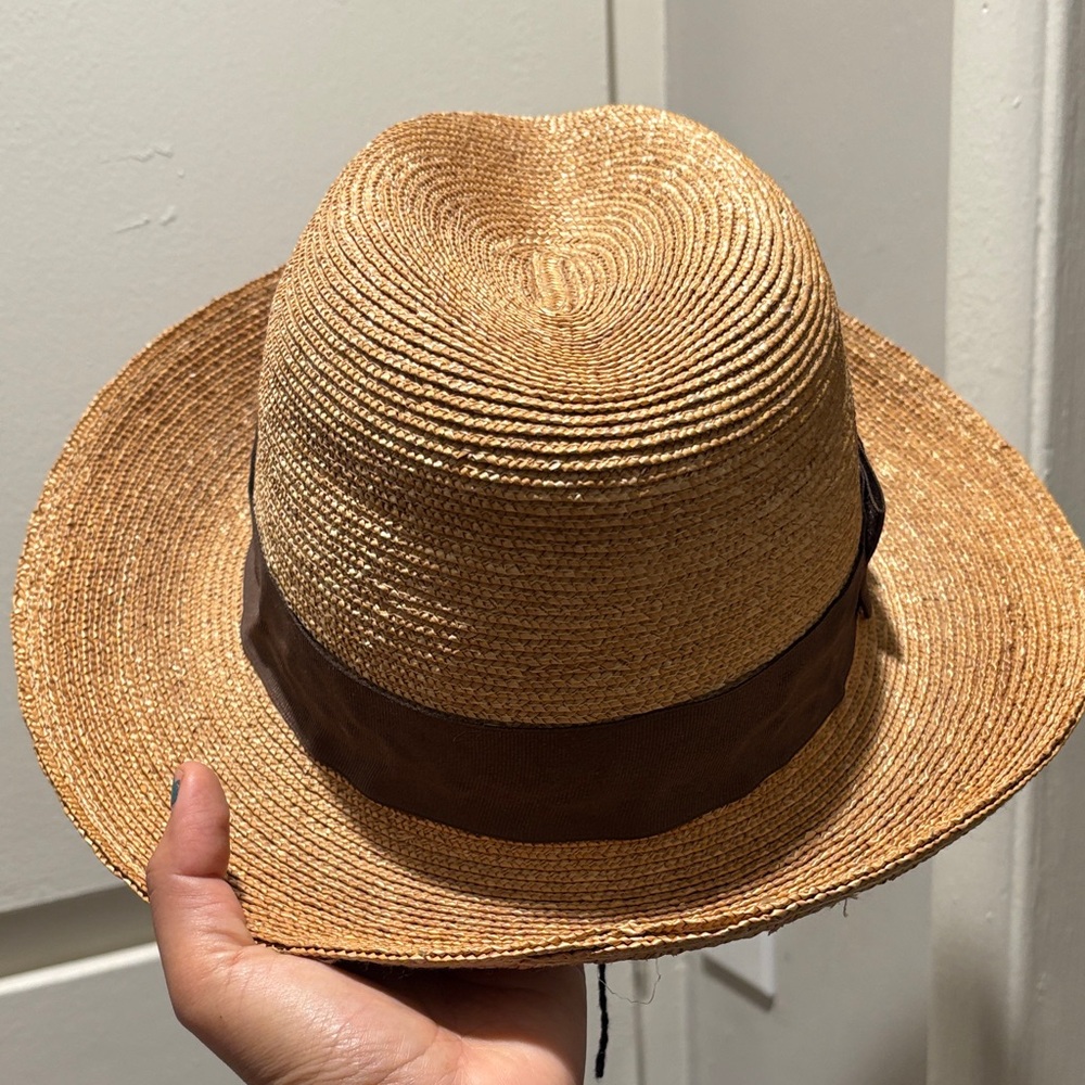 Men's Tan Straw Fedora Hat